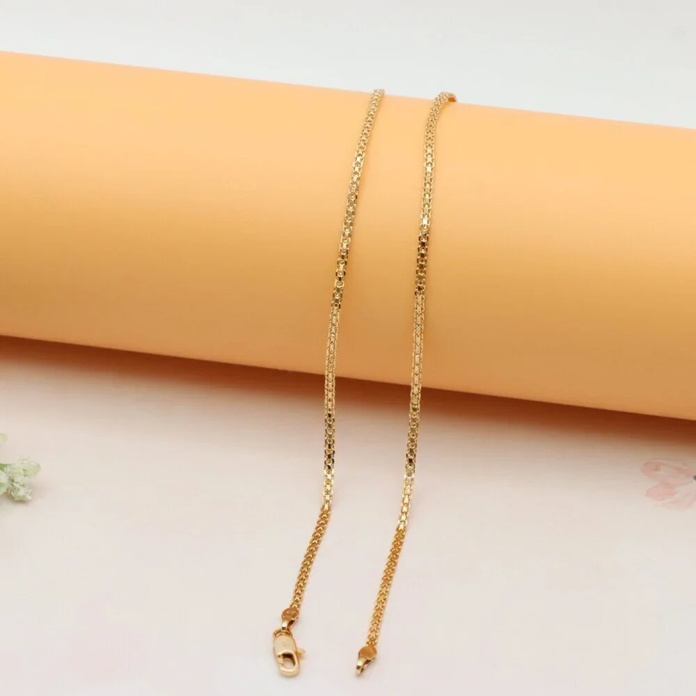 Sleek Flat Rose Gold Box Chain Necklace Lobster Clasp Closure, XPNL0231
